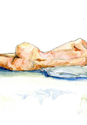 BLUE PILLOW Watercolour 22x30cm Framed