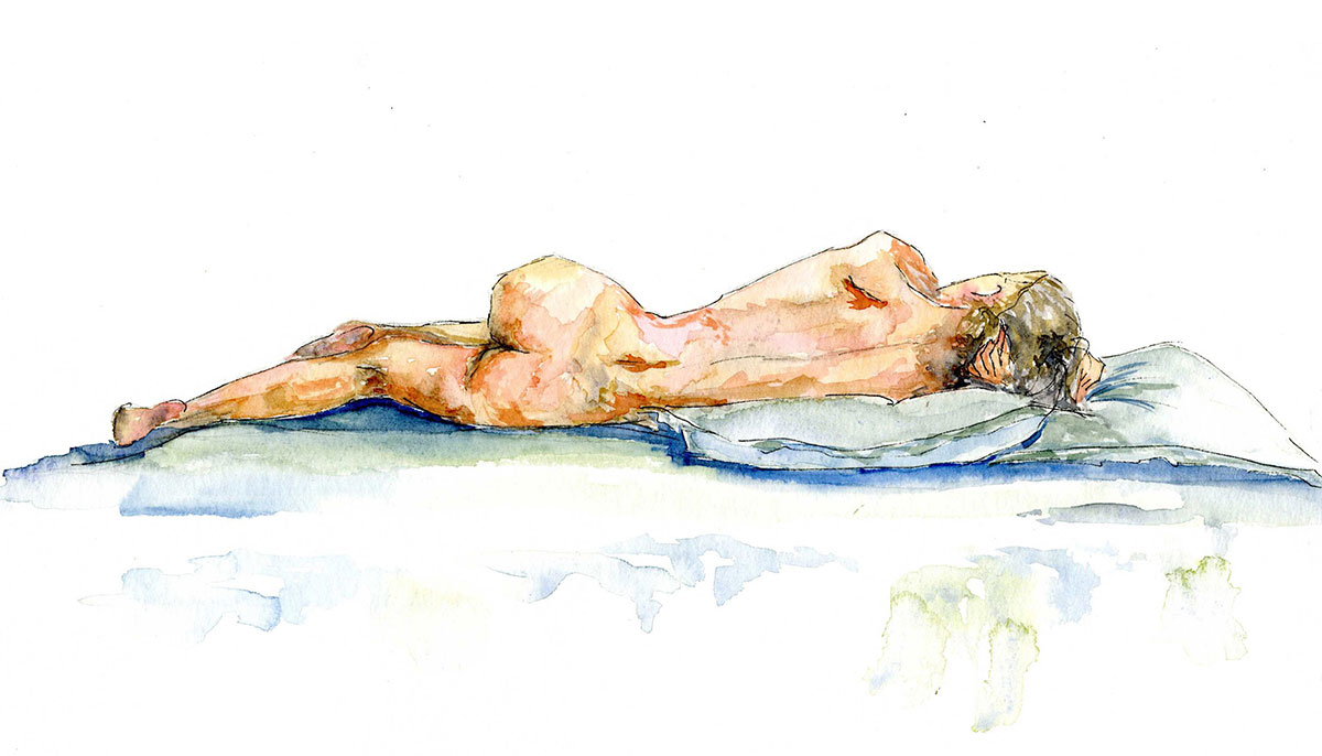 BLUE PILLOW Watercolour 22x30cm Framed