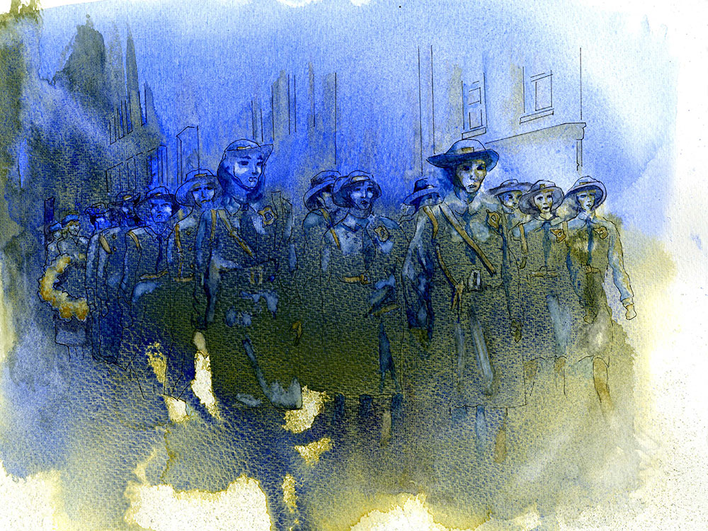Watercolour and ink paintings which formed the basis of the Irish Linen collage prints