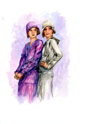 MY 1920s GIRLS Watercolour approx 40x30cm