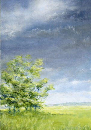 DARK CLOUDS DISPELLED Oil on Wood Panel 23x15cm Framed