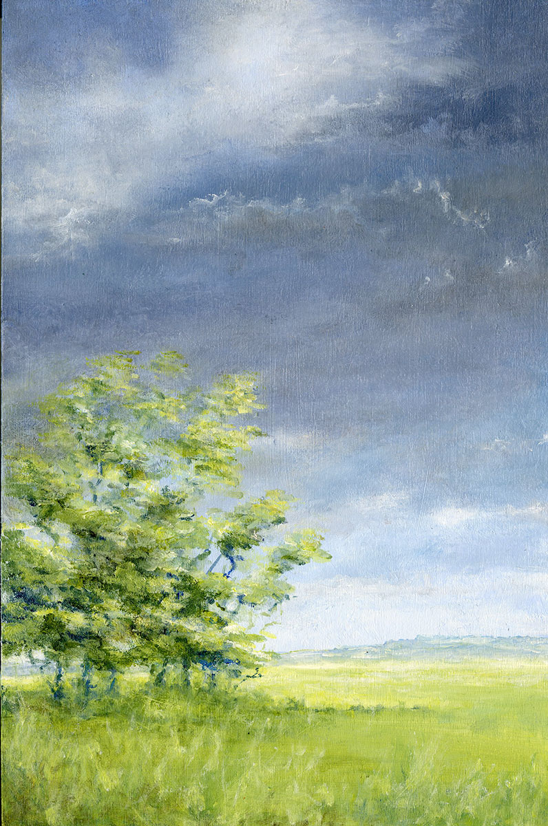 DARK CLOUDS DISPELLED Oil on Wood Panel 23x15cm Framed