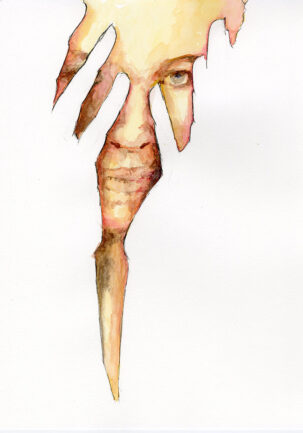 HIDING Watercolour 30x20cm Framed