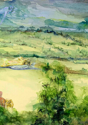 VIEW TO SLIEVE BLOOMS Giclee Print approx 40x80cm Framed