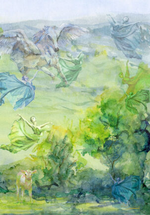 VIEW FROM RATHCAHILL IN SPRINGTIME Giclee Print approx 40x30cm Framed