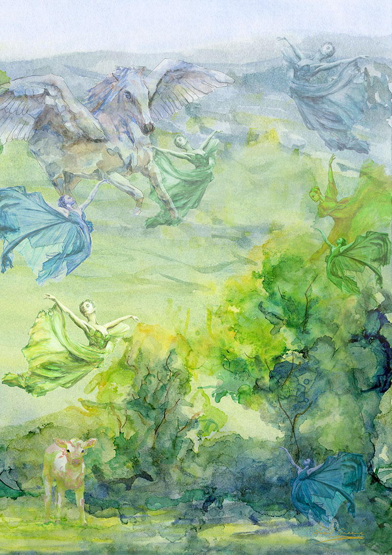 VIEW FROM RATHCAHILL IN SPRINGTIME Giclee Print approx 40x30cm Framed