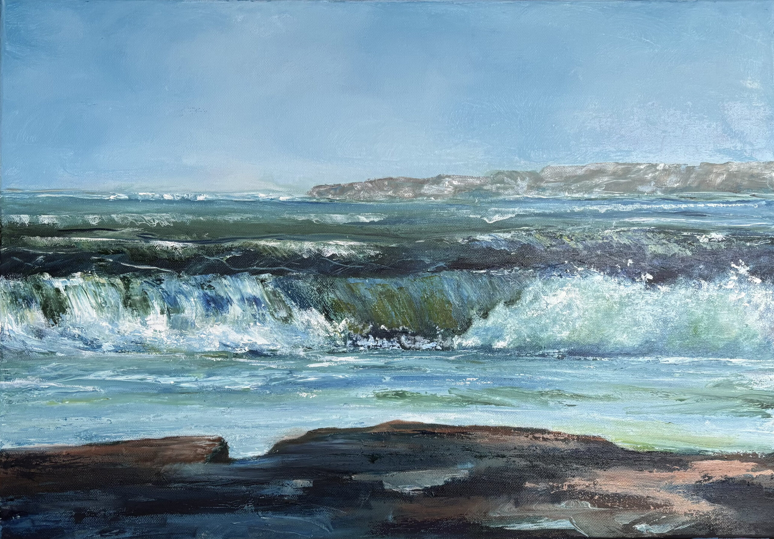 Rolling In, Seascape, Oil Painting by Hazel Greene